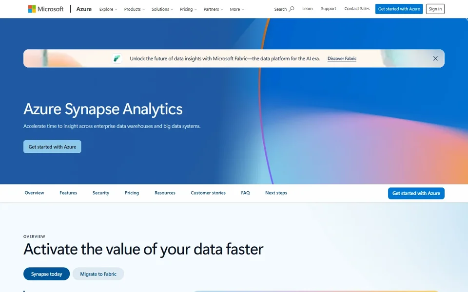Synapse Analytics Headline And Fabric Promo Strip