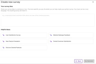 New Survey Dialog With The Generate Step