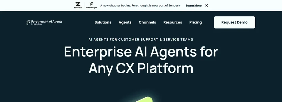 Forethought Homepage With The Ai Agents Headline