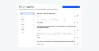 Canned Responses List With Tags