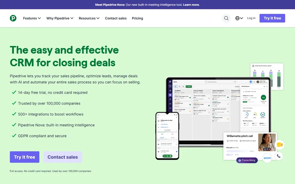 Pipedrive Homepage