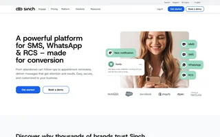Sinch Engage Homepage