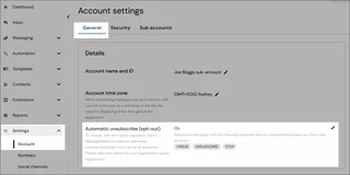 Account Opt Out Settings