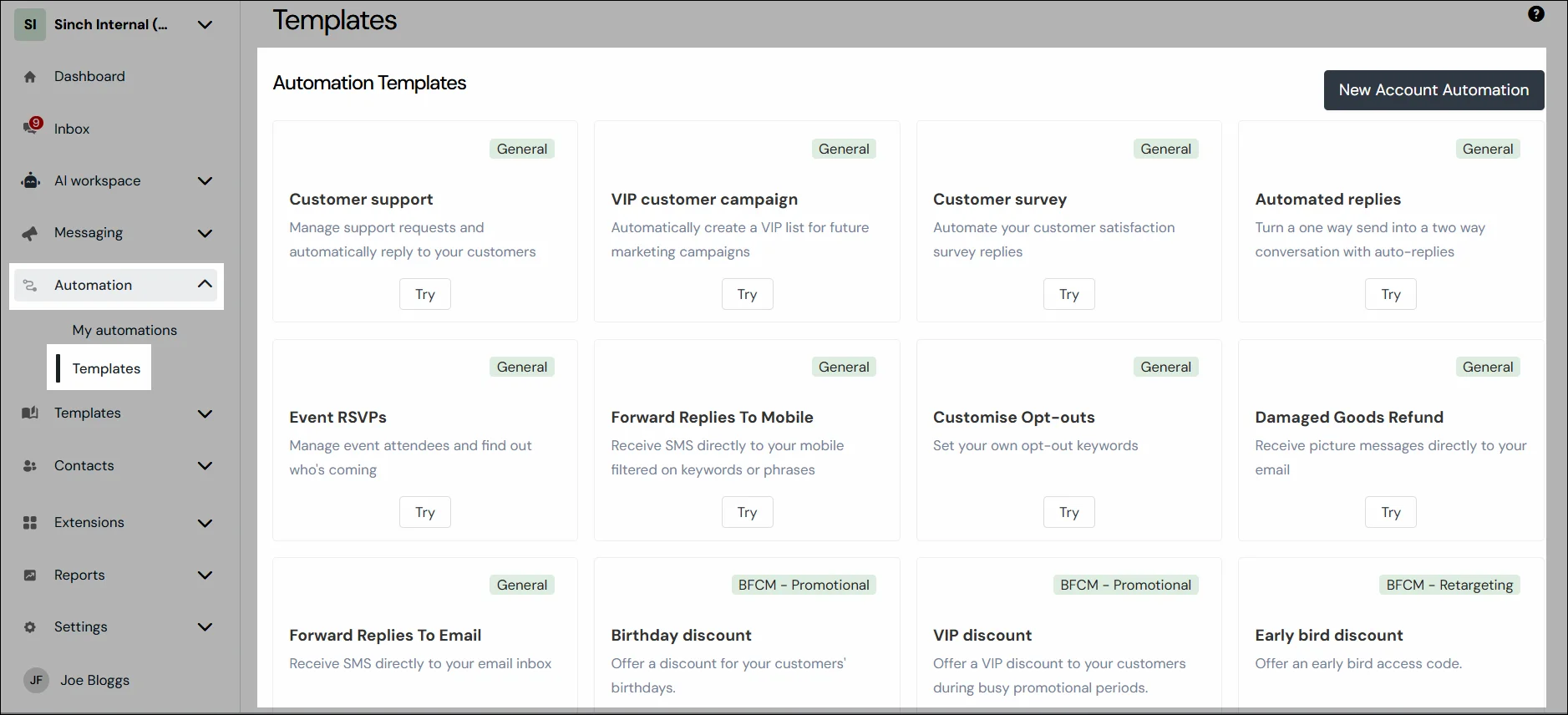 Automation Templates Gallery