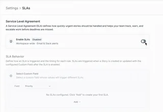 Sla Settings Page