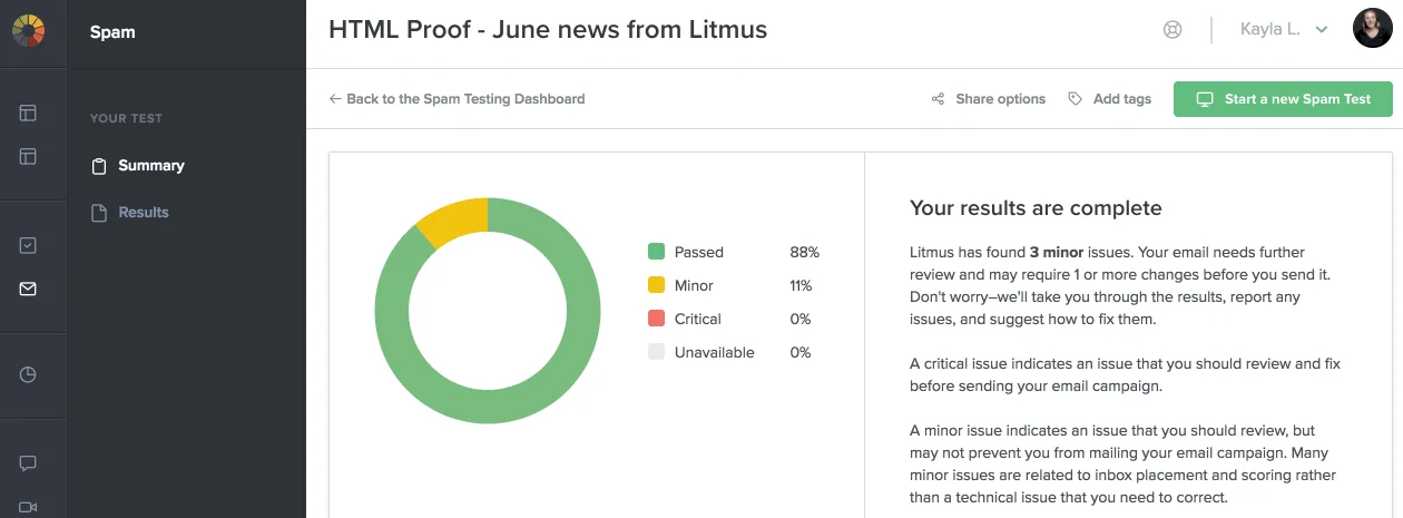 Test Results Report