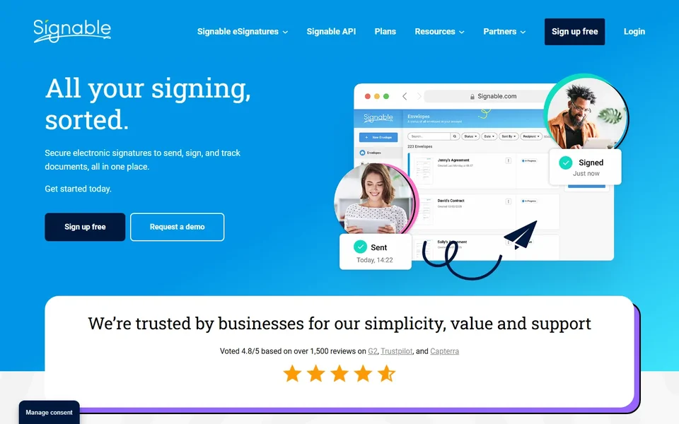 Signable Homepage With Dashboard