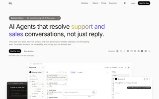 Quickchat Ai Homepage With The Agent Inbox Demo