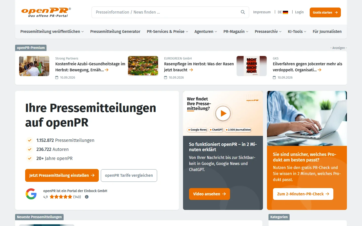 German Press Portal Home Page