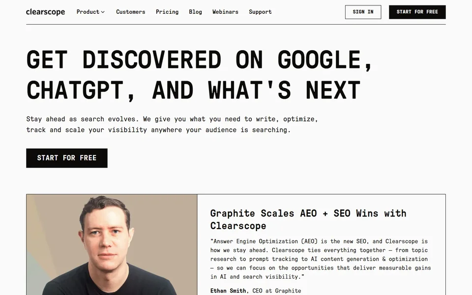 Clearscope Homepage