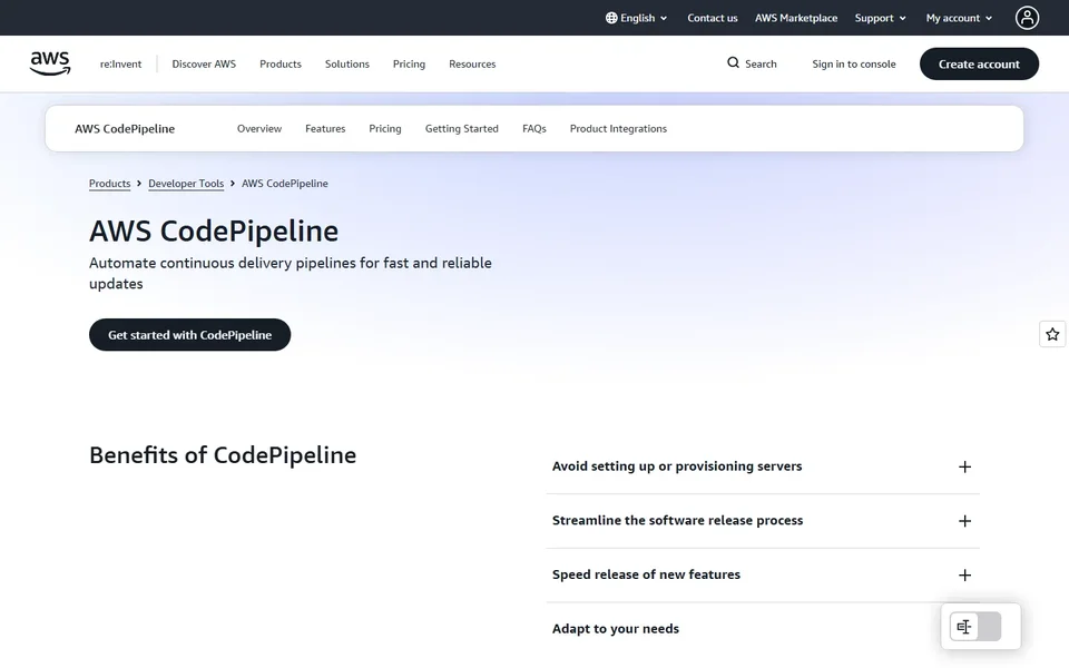 Aws Codepipeline Homepage With Its Benefits List