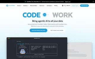 Snowflake Homepage With Coco And Cowork Hero