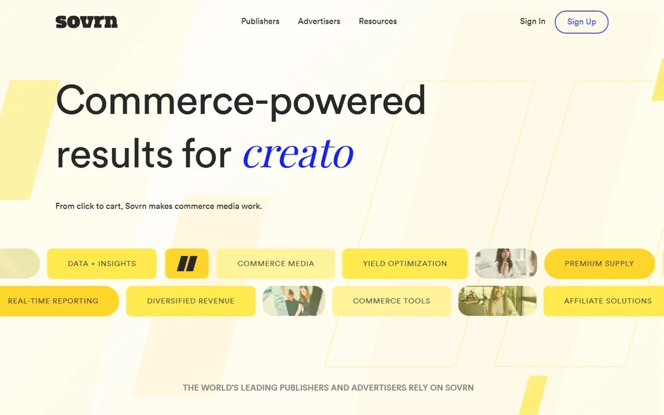 Sovrn Homepage With Commerce Media Headline