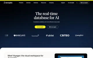 Aerospike Homepage With The Database Headline