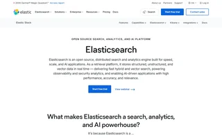 Elasticsearch Homepage With Its Headline