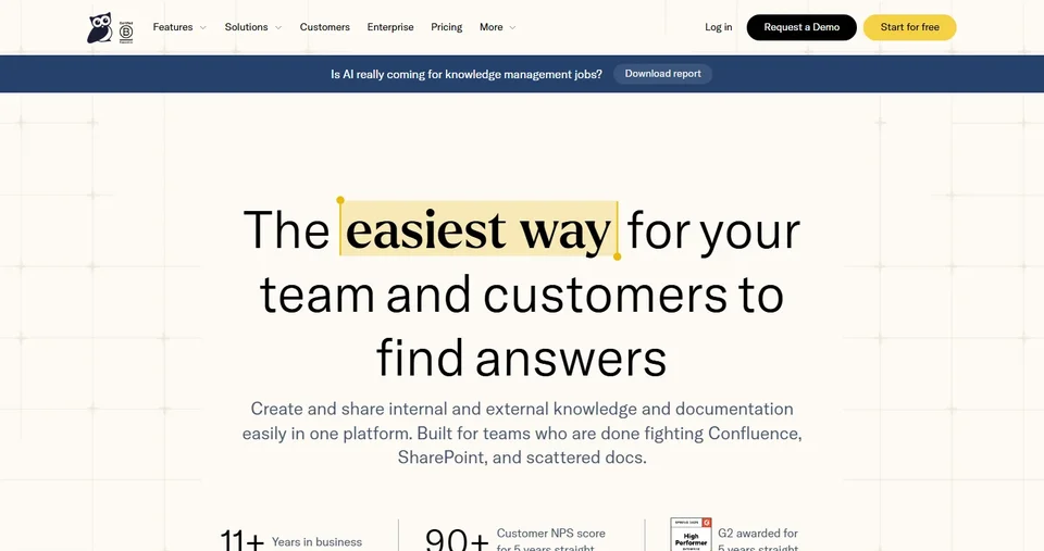 Knowledgeowl Homepage With The Find Answers Headli