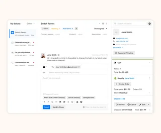 Helpdesk Ticket View With Shopify Order Panel