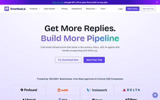 Smartlead Homepage With The Cold Email Headline