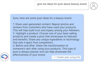 Ai Chat Suggesting Post Ideas For A Beauty Brand