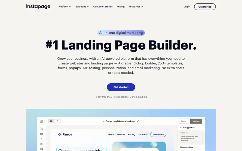 Instapage Homepage