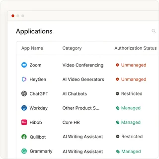 Applications List With Managed Status