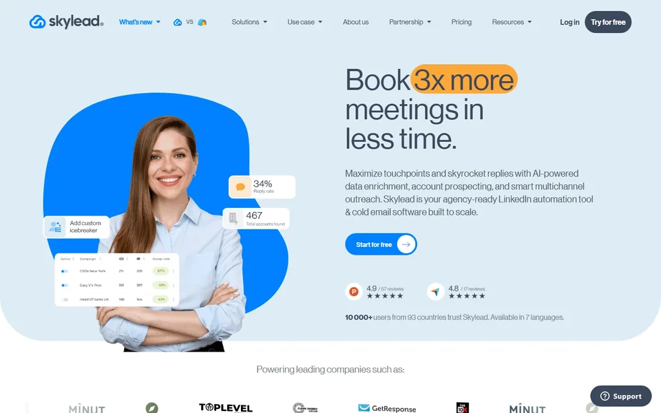 Skylead Homepage Hero With A Campaign Table