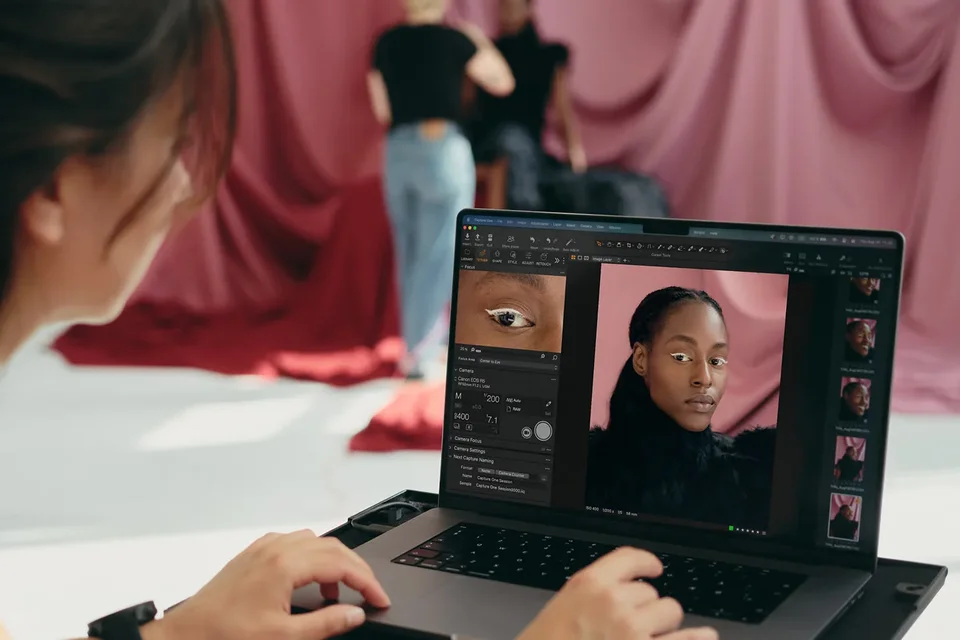 Editing A Portrait In Capture One On A Laptop