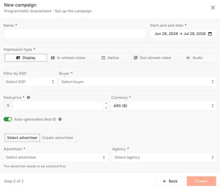 Programmatic Guaranteed Campaign Setup