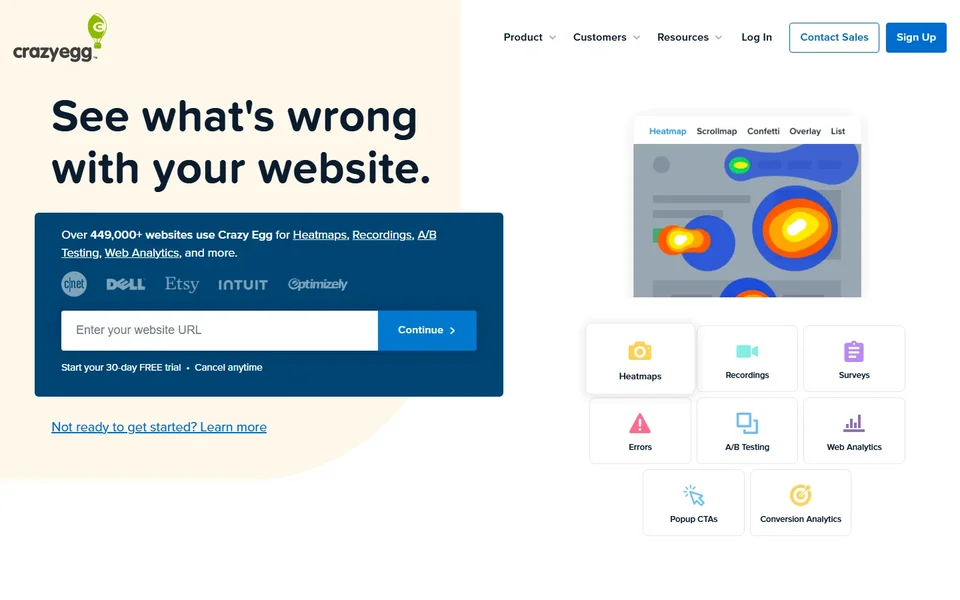 Crazy Egg Homepage