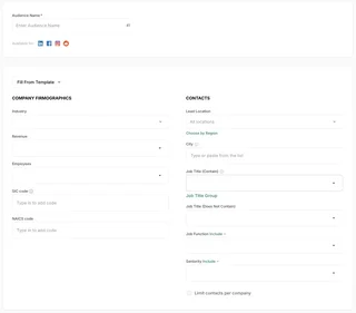 Audience Form With Firmographic And Contact Fields