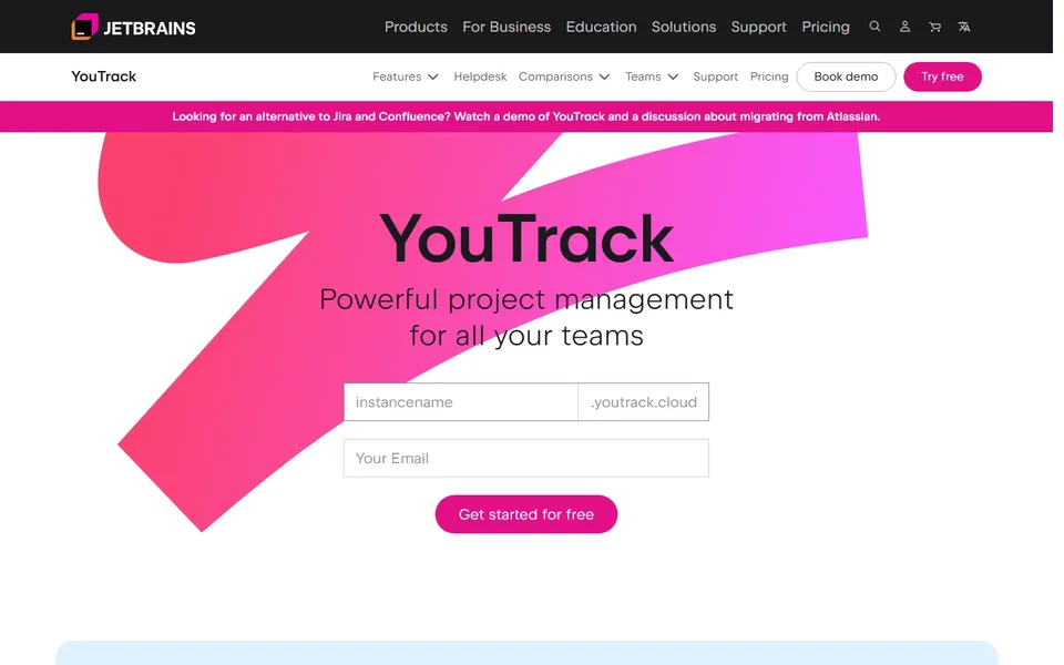 Youtrack Homepage With The Cloud Sign Up Form