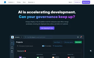 Octopus Deploy Homepage With Projects View