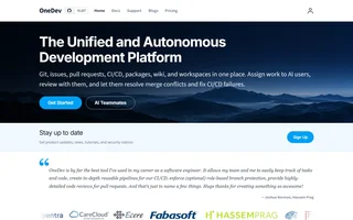 Onedev Homepage With Platform Headline
