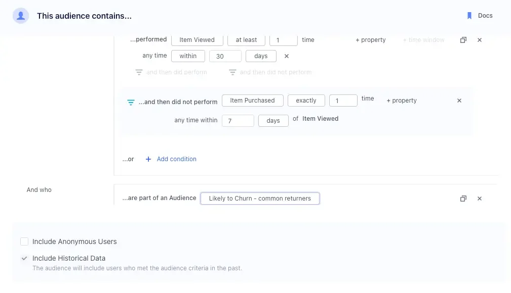 Audience Builder Conditions