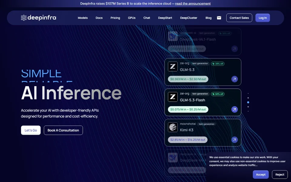 Deepinfra Homepage With Model Prices