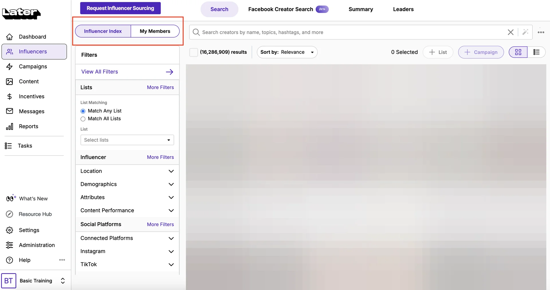 Creator Discovery Search