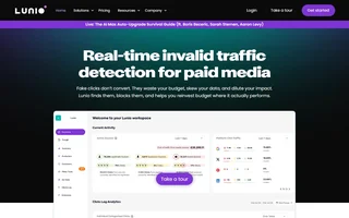 Lunio Homepage With The Workspace Dashboard