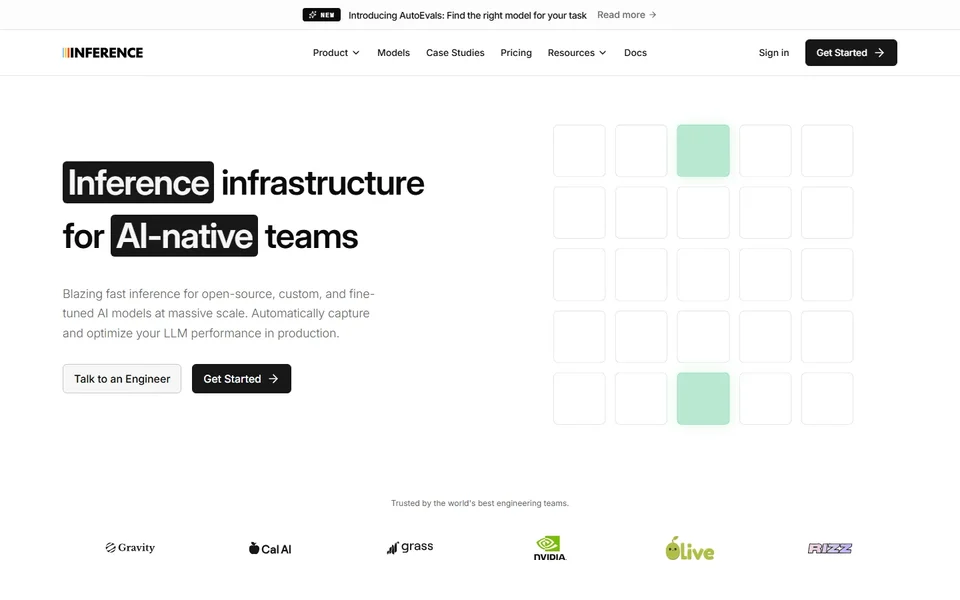 Inference Homepage With The Infrastructure Headlin