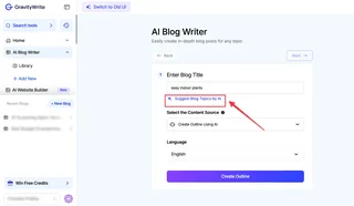 Ai Blog Writer Topic Setup