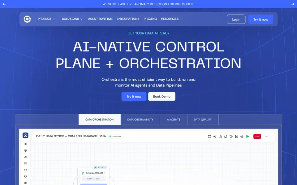 Orchestra Homepage With The Pipeline Demo