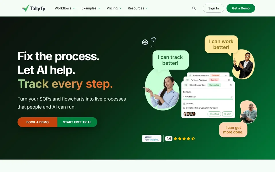 Tallyfy Homepage With The Client Onboarding Card
