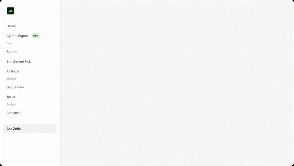 Zeliq Homepage Hero Showing The App Sidebar