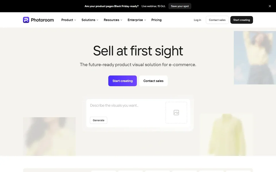 Photoroom Homepage With The Prompt Box