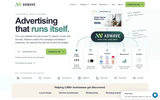 Adwave Homepage With The Analyze Your Site Box
