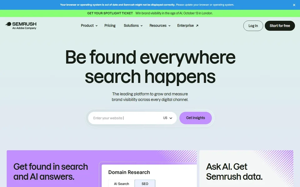 Semrush Homepage
