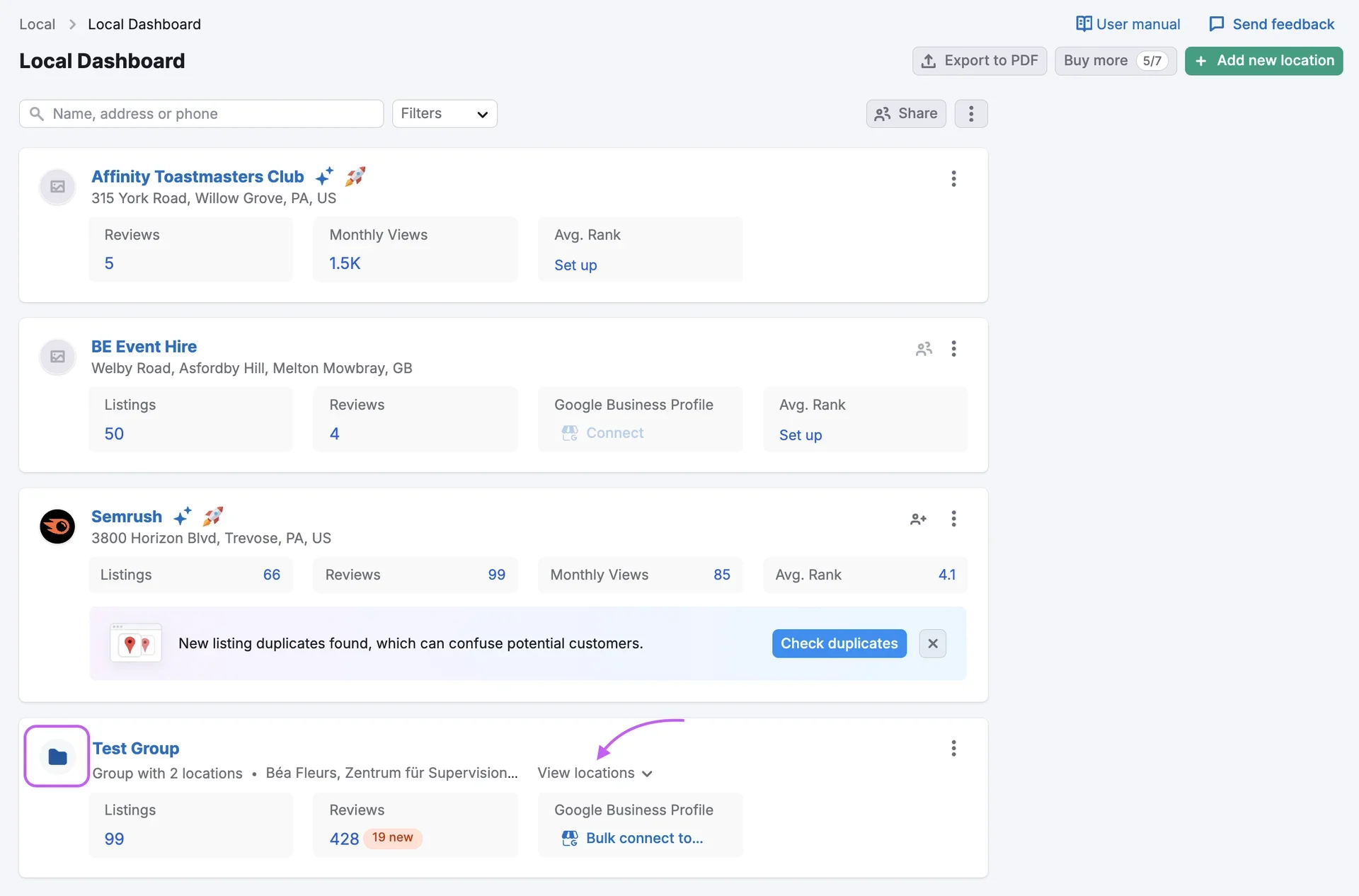 Local Dashboard Overview