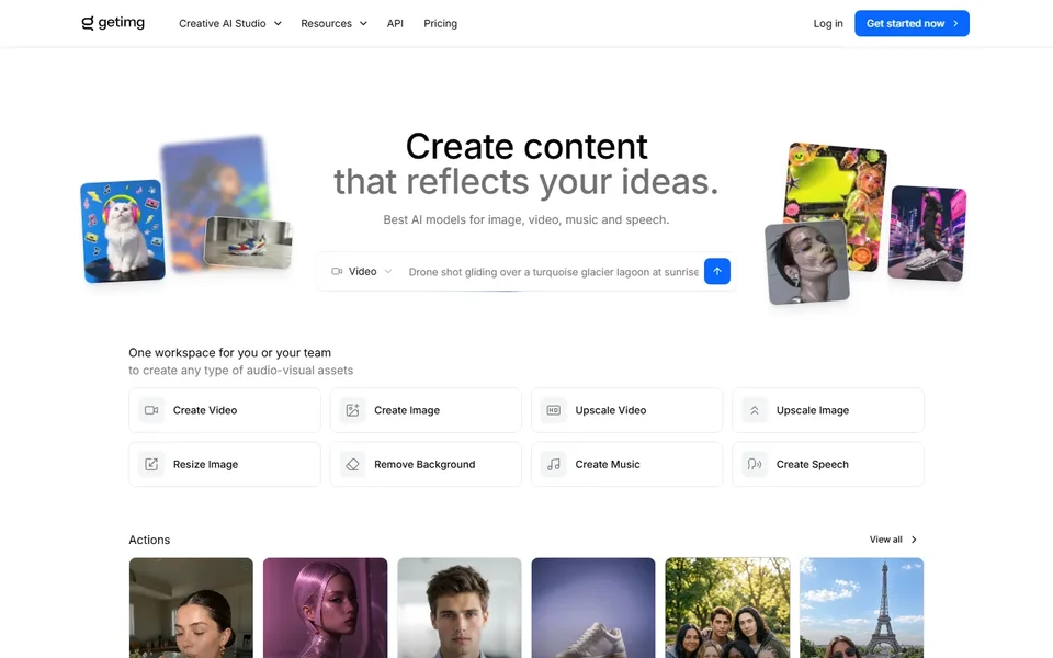 Getimg Ai Homepage With Its Creation Tools
