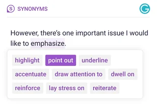 Synonym Suggestions For A Selected Word