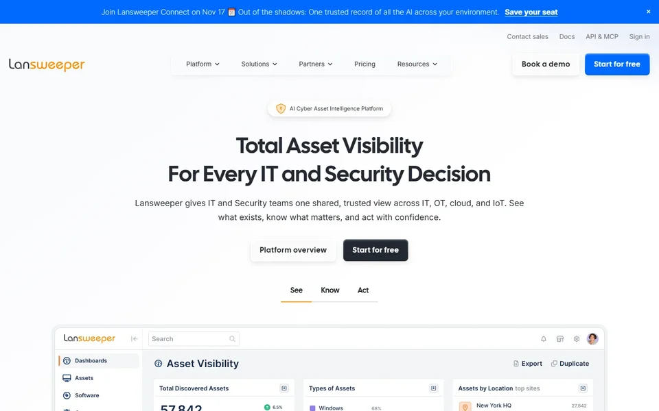 Lansweeper Homepage With Asset Visibility