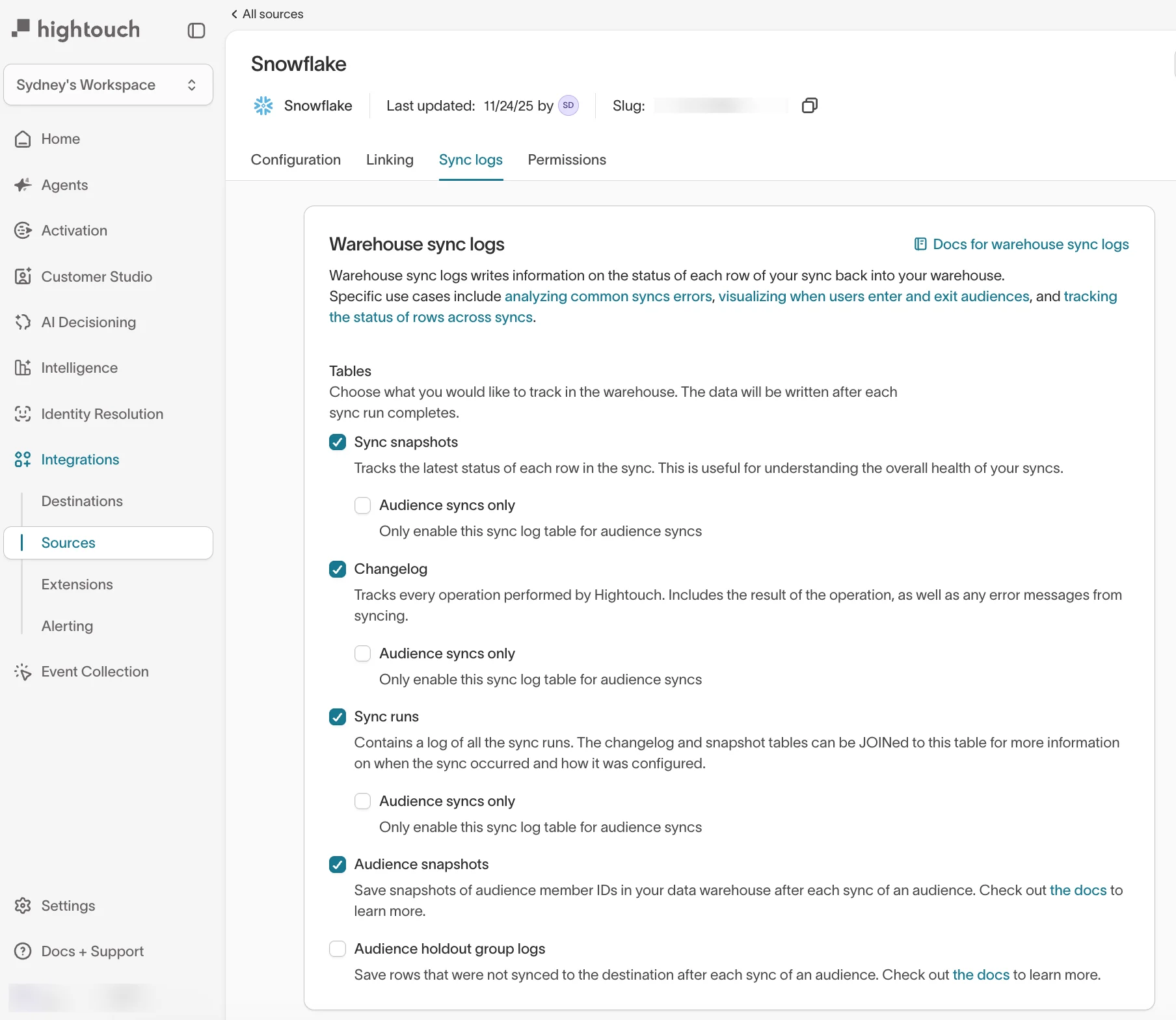 Warehouse Sync Logs
